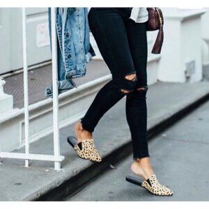 Jenni Kayne Animal Print Calf Hair Mules Size 40 / US 8.5 - 9